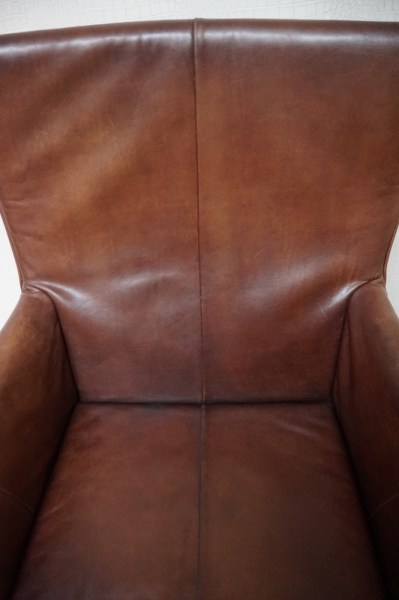 Montis-Charly-Flex-stoel-fauteuil-Gerard van den Berg-bruin-leder-rvs-vintage-geleefd-gebruikt-tweedehands